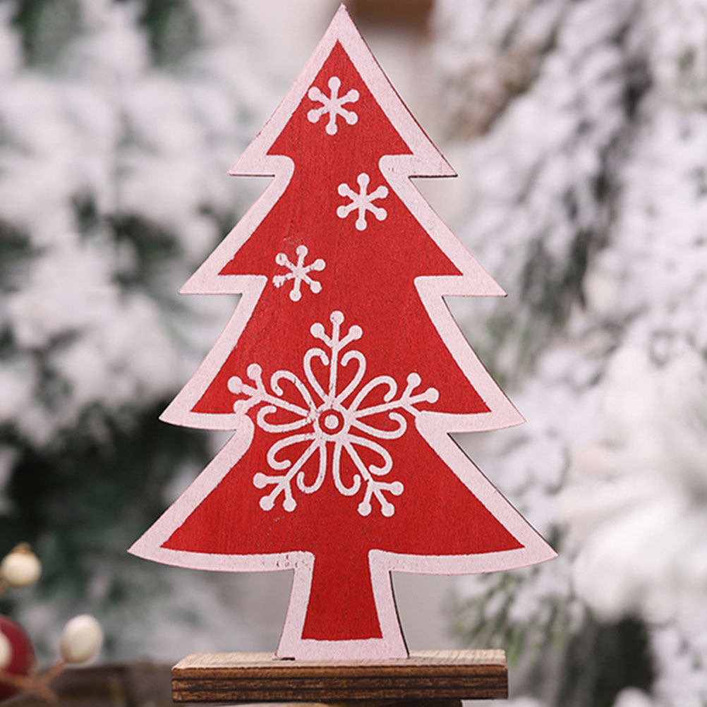 Interior Design Xmas - 2Pcs Wooden Christmas Tree Mini Ornament
