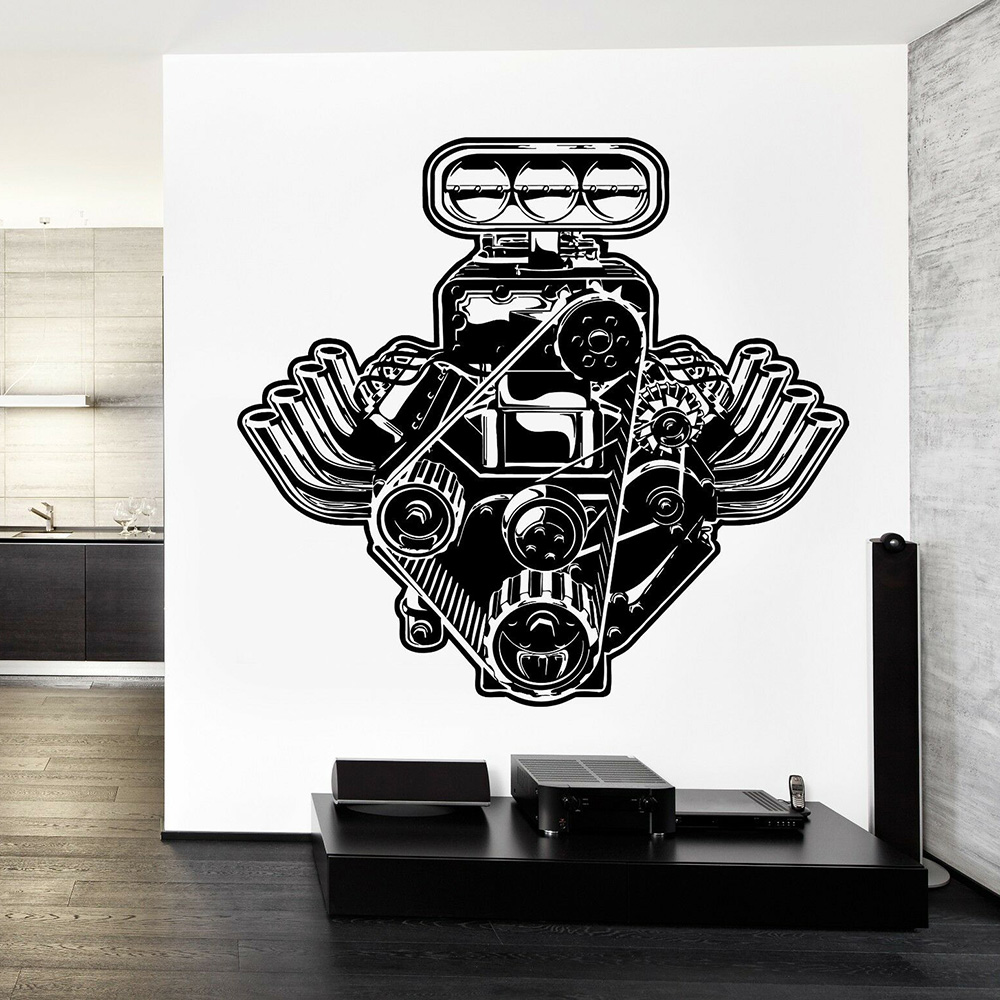 Interior Design Magazine - Car Motor Engine Wall Sticker Mechanic