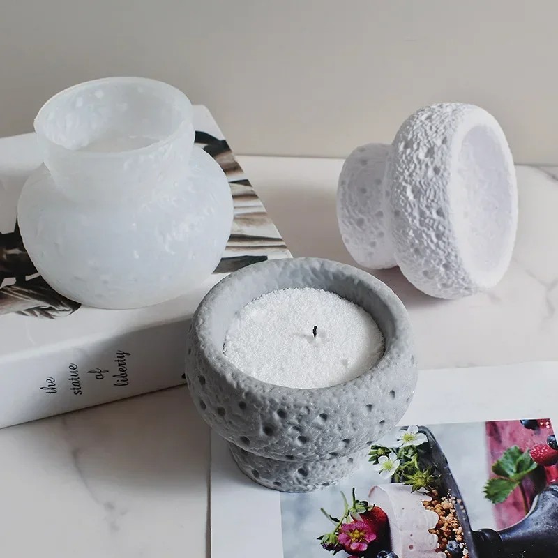 Ceramic Candle Vessel - 2PC Mini Round Storage Box Candle