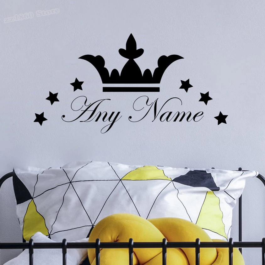 Interior Design Magazine - Personalized Name Crown Stars Wall Decal