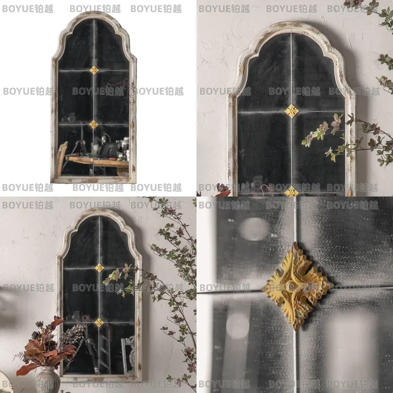 Arch Mirror Leaning - French Carved Wood Arched Floor Mirror