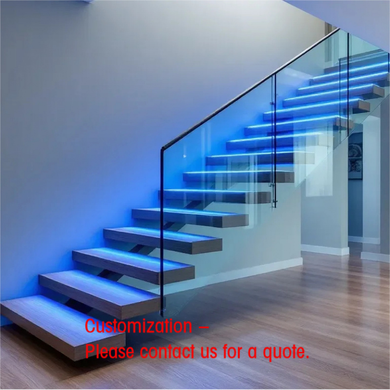 Interior Design Open Space - custom.Minimalist Floating Staircase with Hidden Stringer