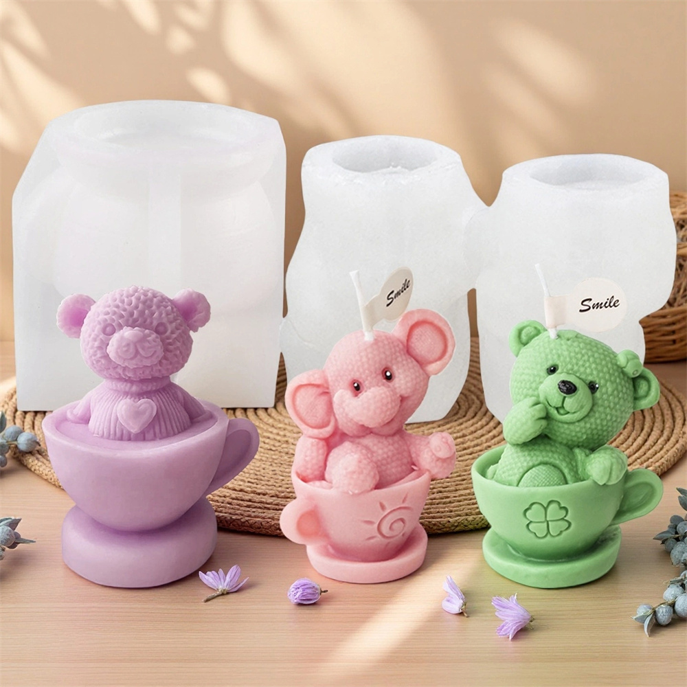 Teddy Bear in Cup Silicone Mol - Ceramic Candle Vessel review and price